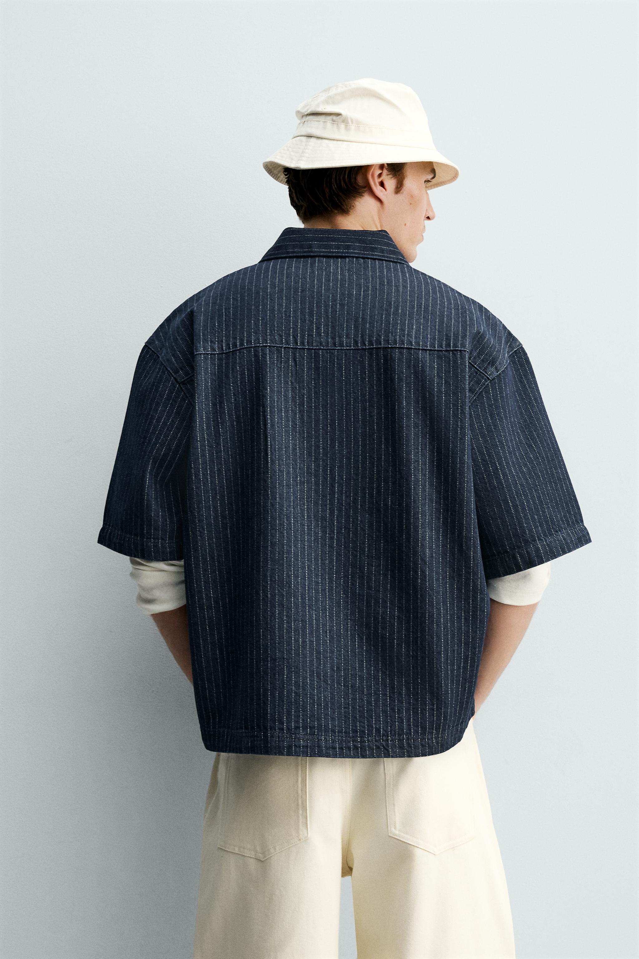STRIPED DENIM POLO SHIRT